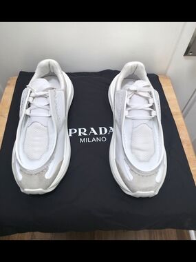 Prada  Systeme Brushed Leather Sneakers